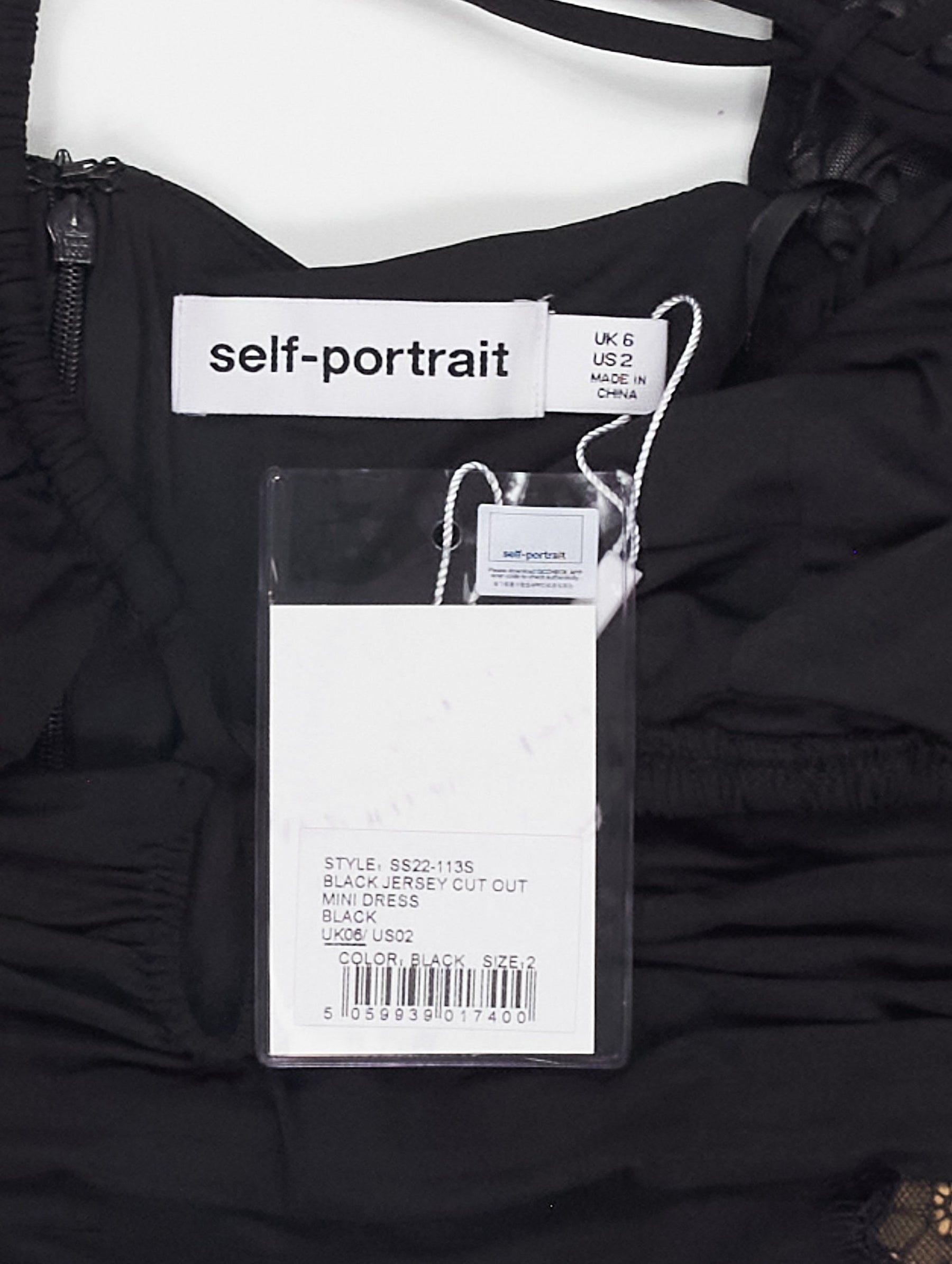 Self-Portrait Black Jersey Cut Out Mini Dress
