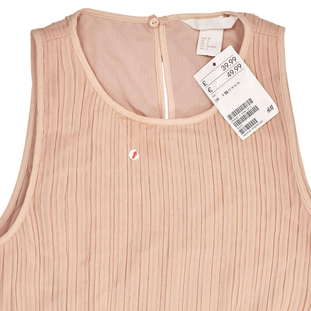 H&M Beige Pink Pleated Maxi Dress