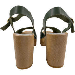 Youyou Green Wooden Heel Sandals