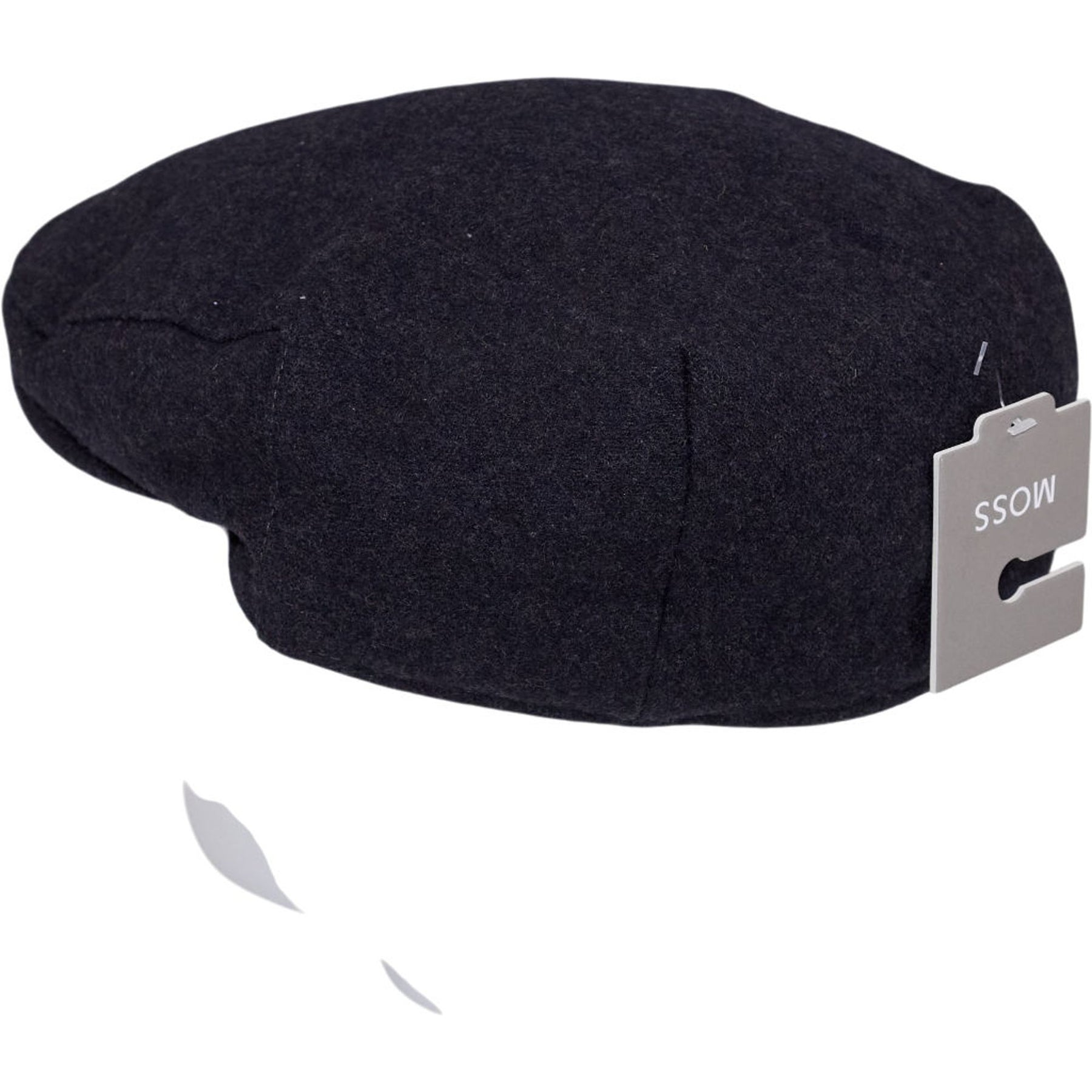 Moss Black Wool Flat Cap