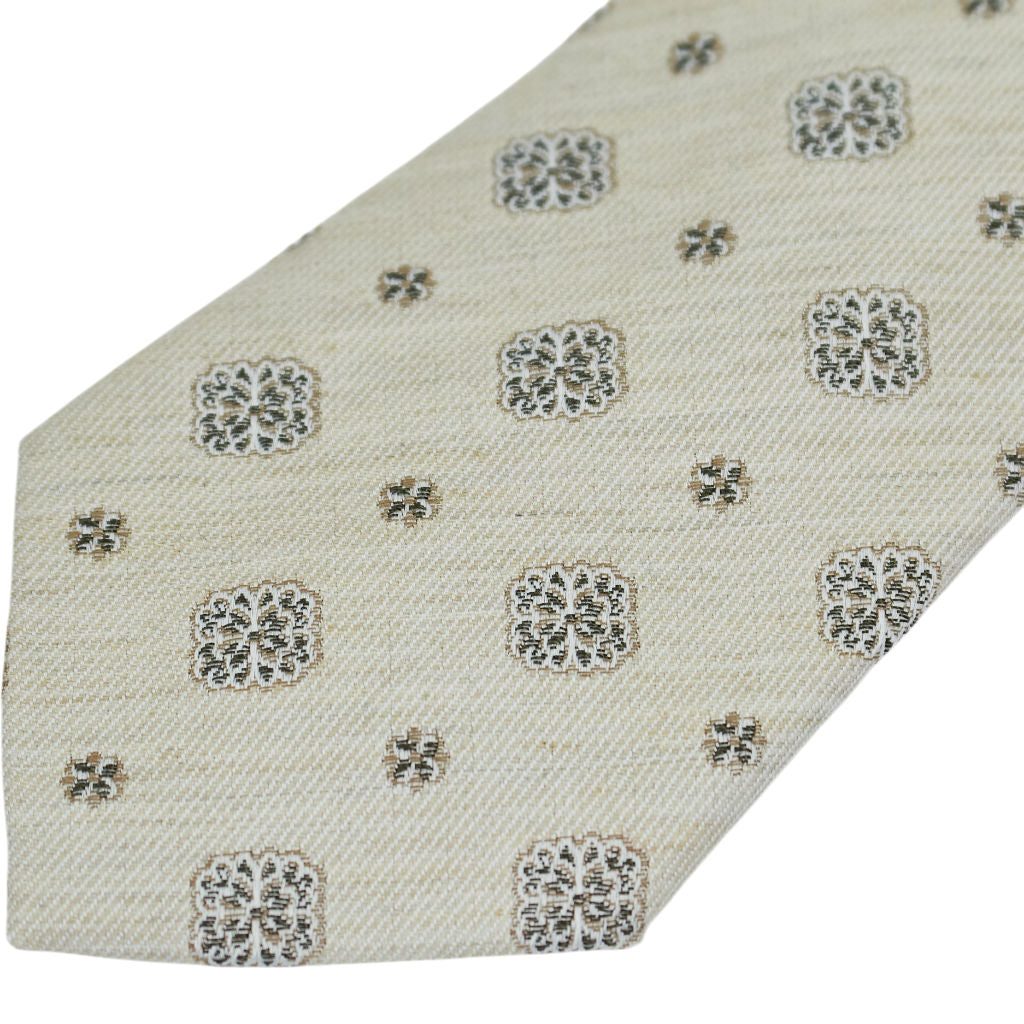 Tessitura Bottinelli x Moss Beige Patterned Tie Bundle x 3
