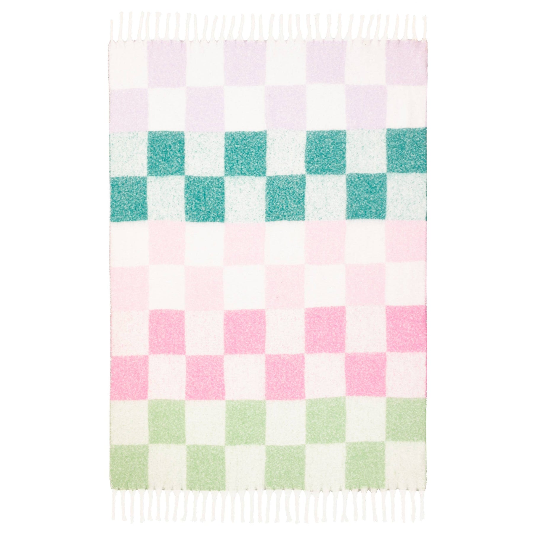 'JOY' Checked Tasselled Throw