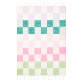 'JOY' Checked Tasselled Throw