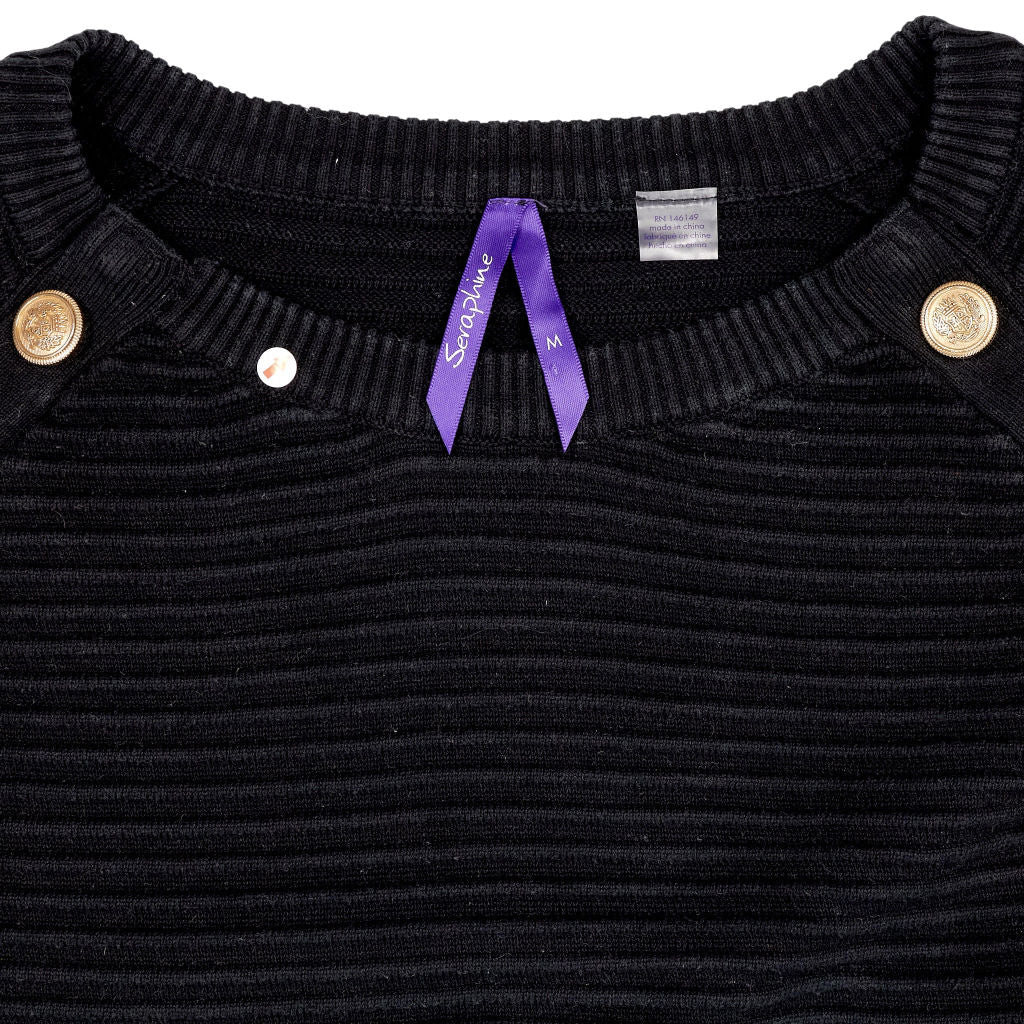 Seraphine Black Ribbed Knit Sweater