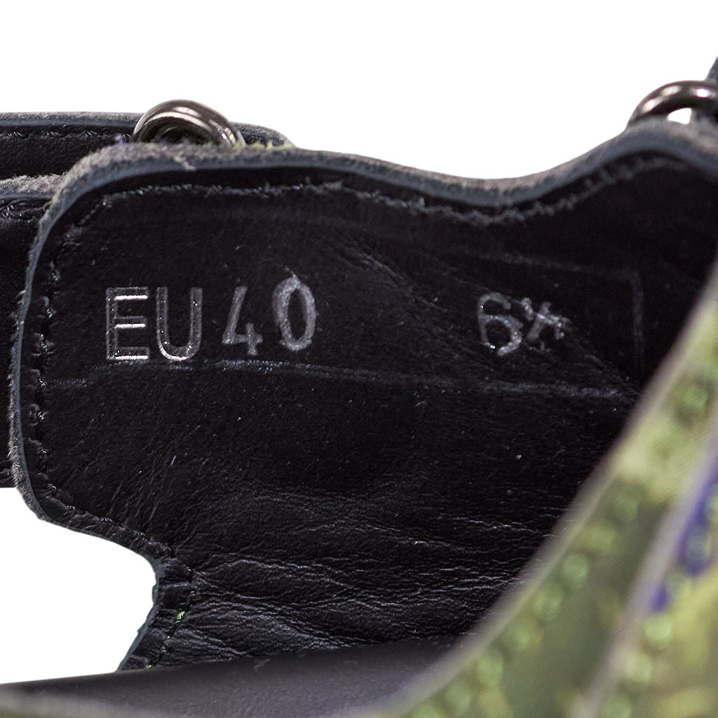 By Walid Green Patterned Sandals