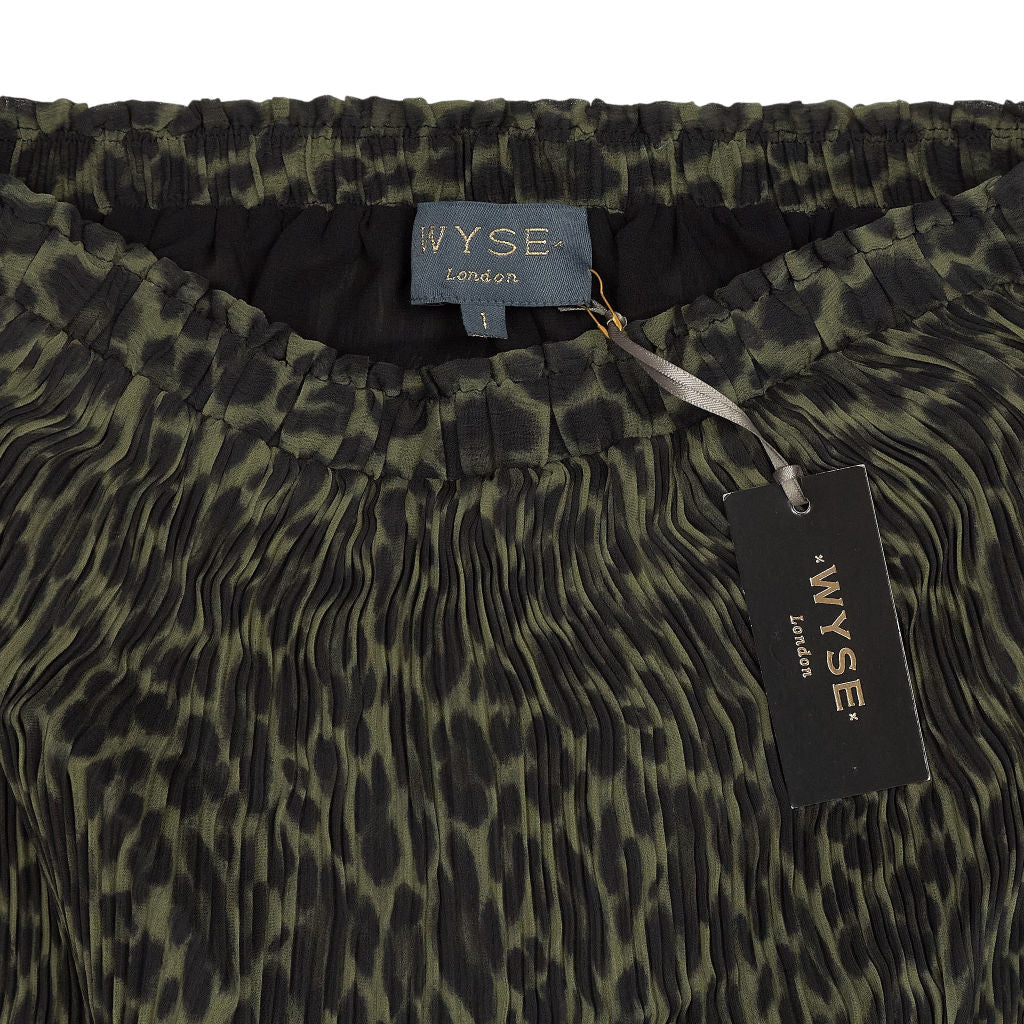WYSE Khaki Estelle Pleat Skirt