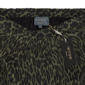 WYSE Khaki Estelle Pleat Skirt