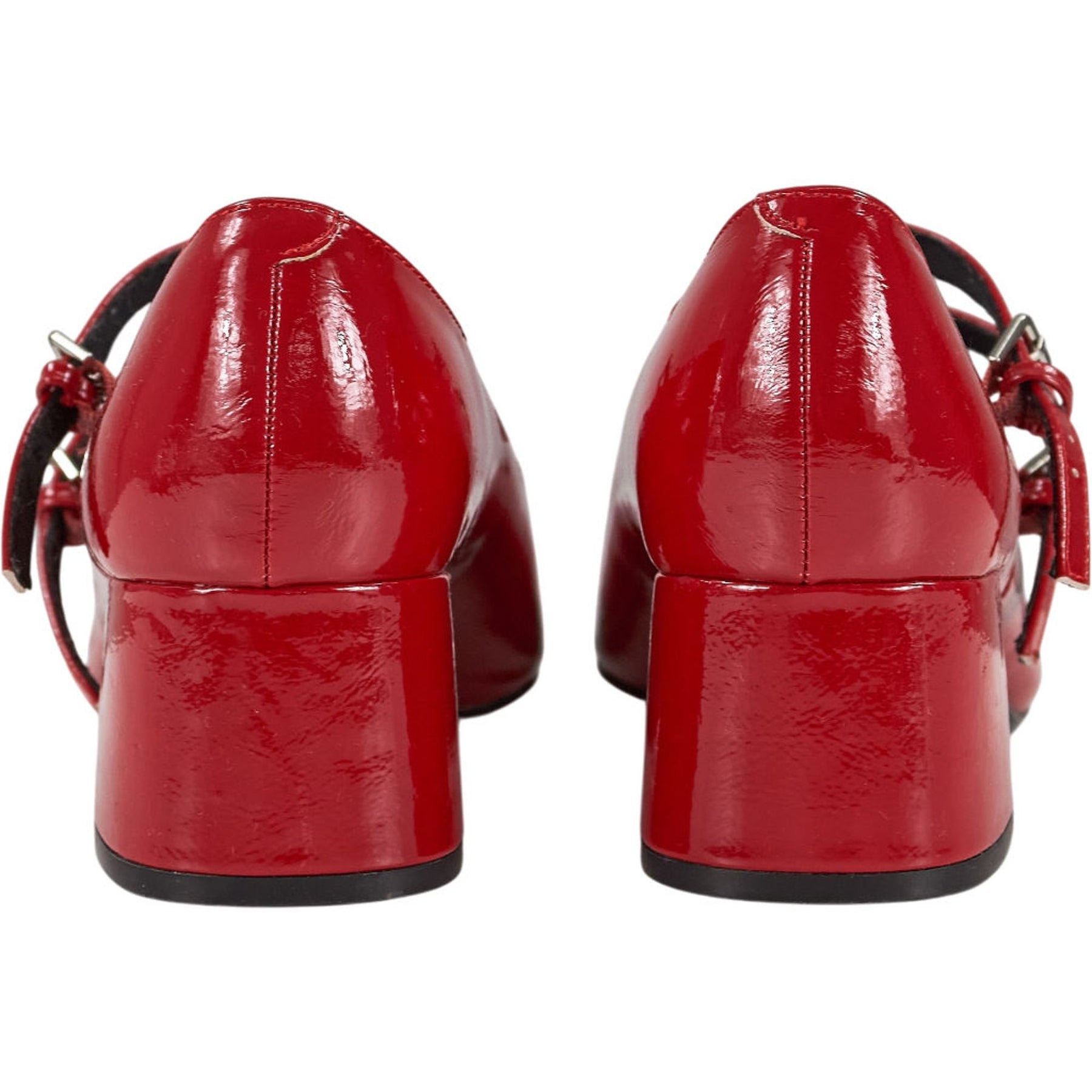 Pull&Bear Red Block Heel Mary Jane Shoes