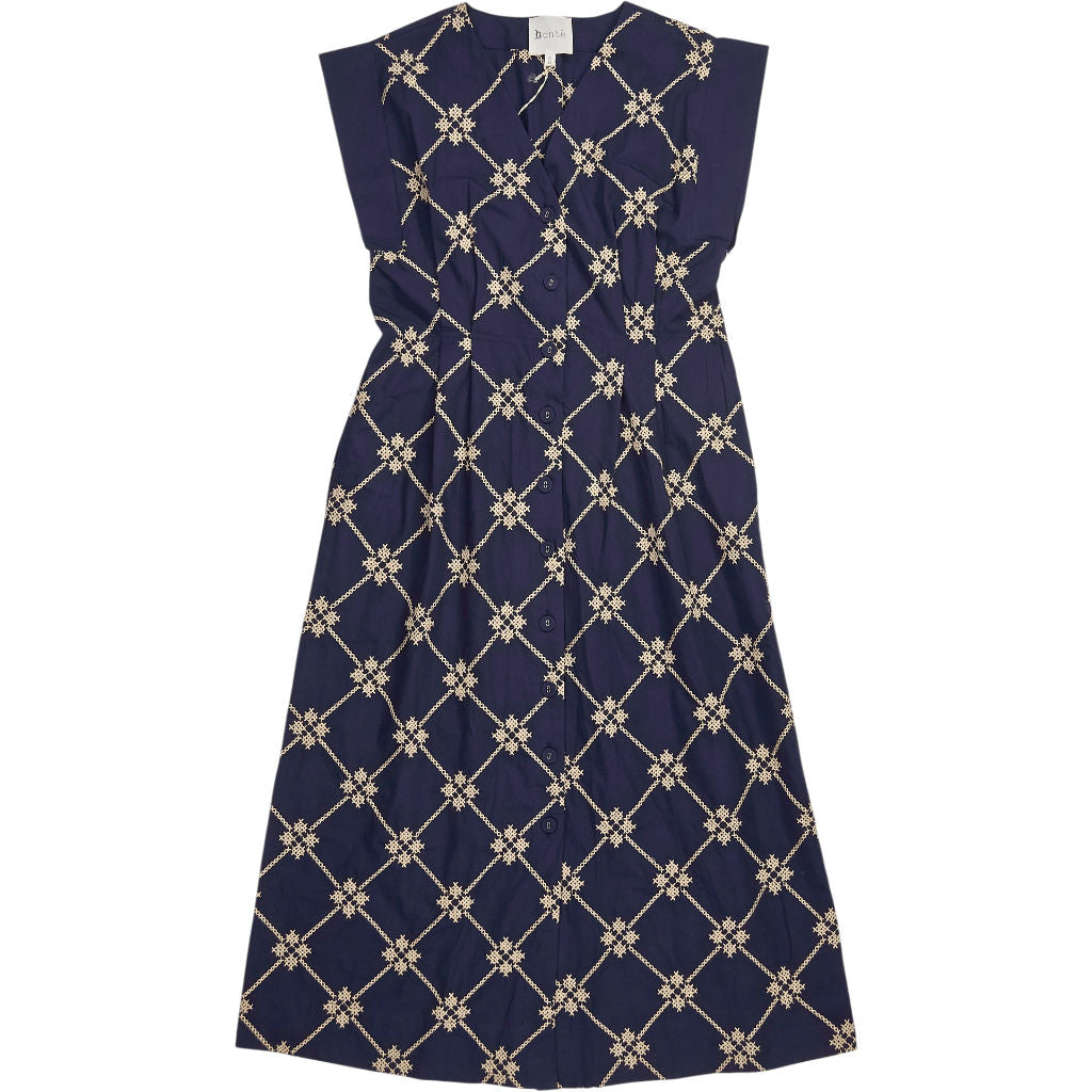 Bonté Navy Blue Embroidered Dina Dress