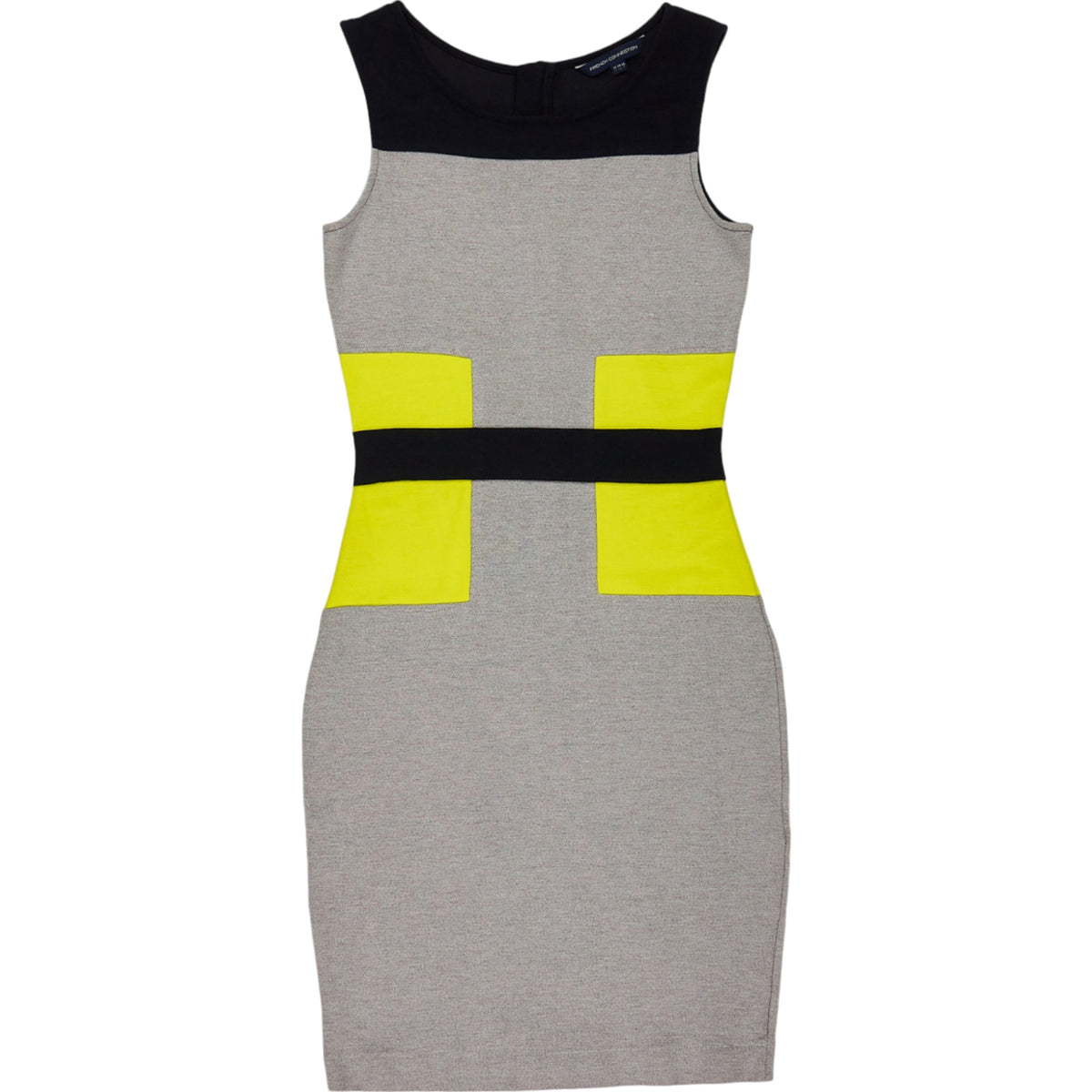 French Connection Grey Yellow Colourblock Dress