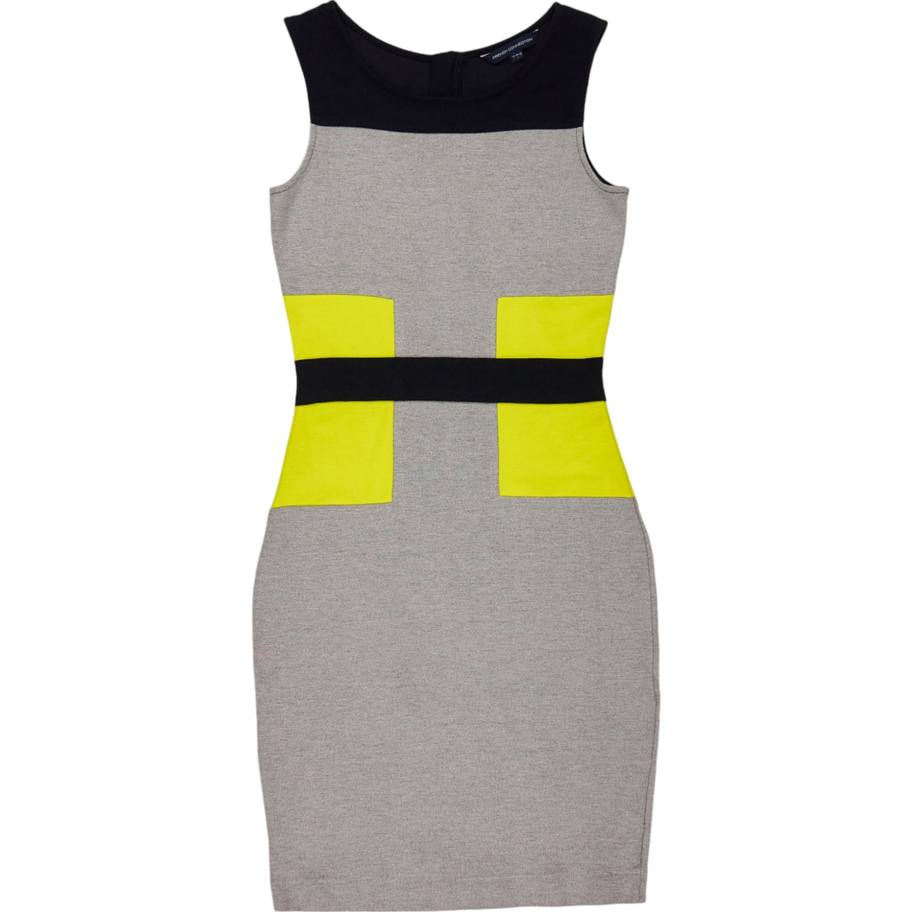 French Connection Grey Yellow Colourblock Dress