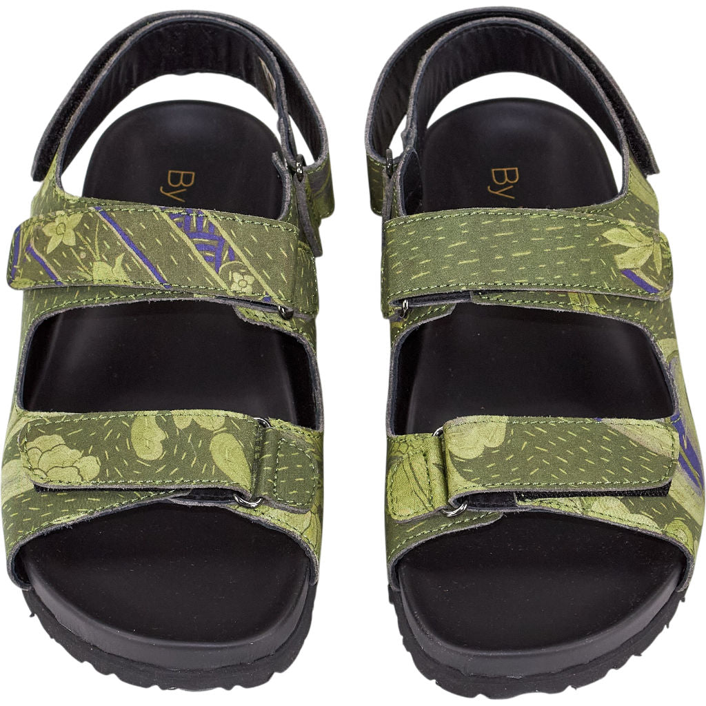 By Walid Green Felix Sandals Raw Silk