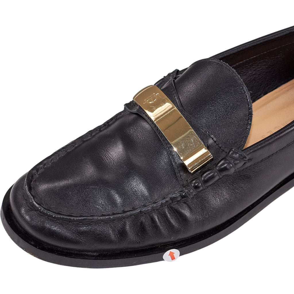 Dear Frances Black Loafers Gold Detail