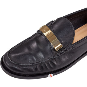 Dear Frances Black Loafers Gold Detail