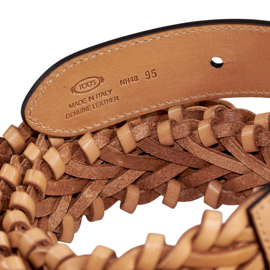Tod's Beige Leather Braided Belt