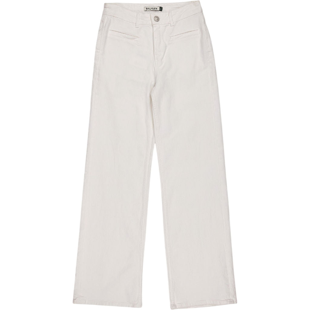 Baukjen White Organic Cotton Wide Leg Trousers