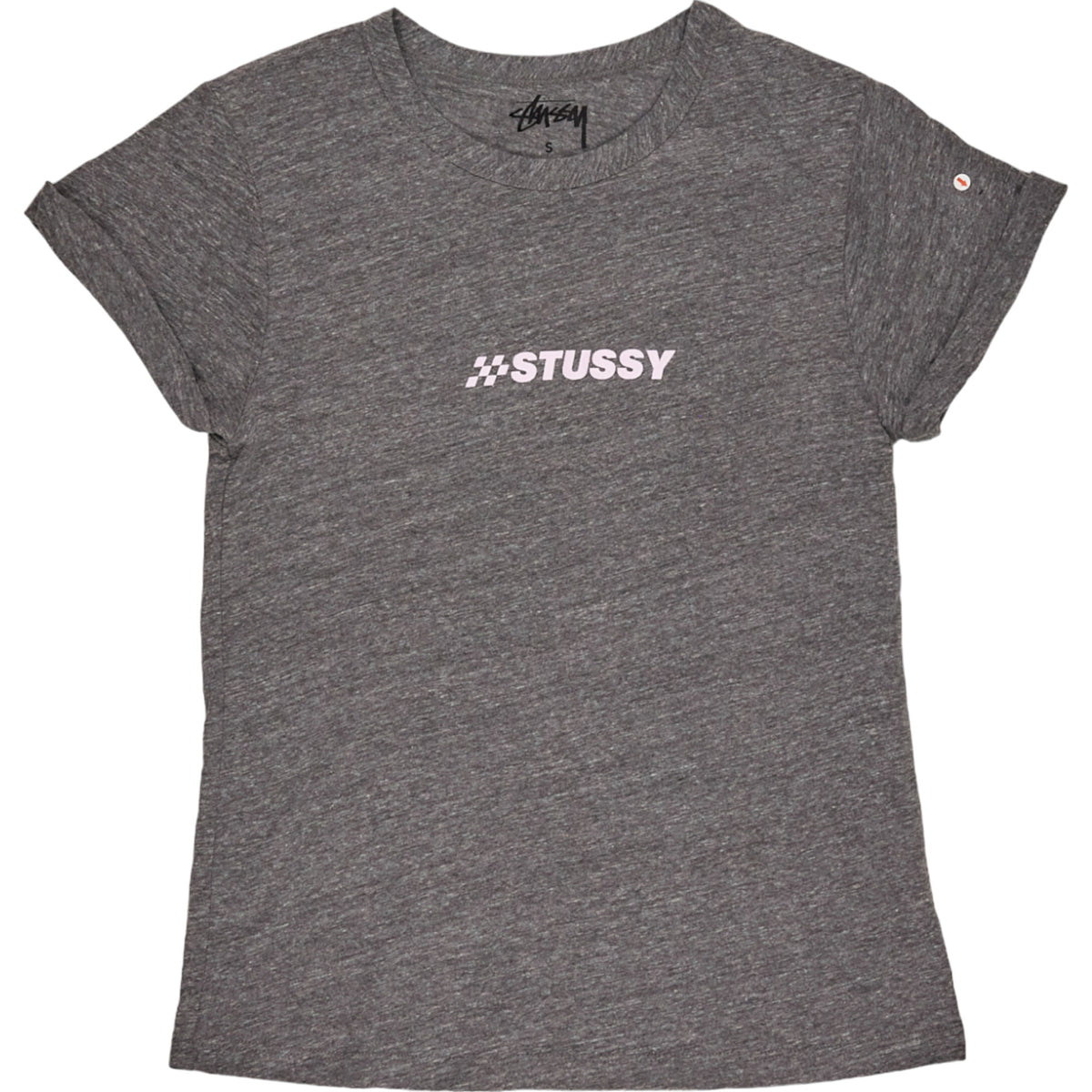 Stussy Grey Checkered Logo T-Shirt