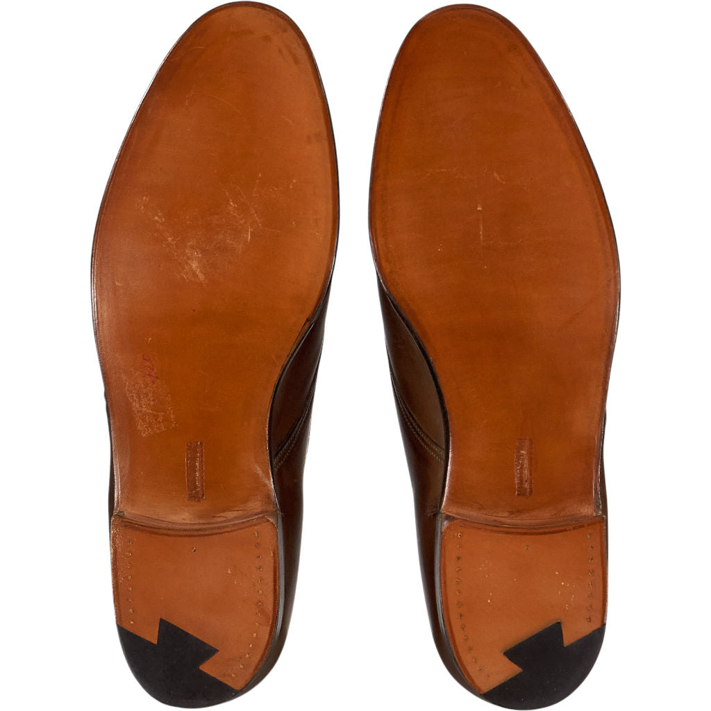 Crockett & Jones Brown Leather Monk Strap Shoes