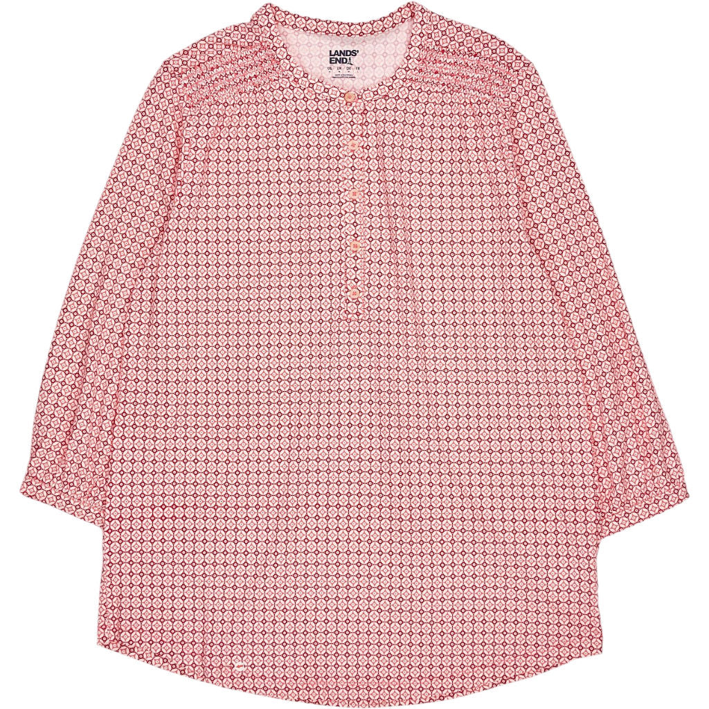 Lands' End Red Print Blouse