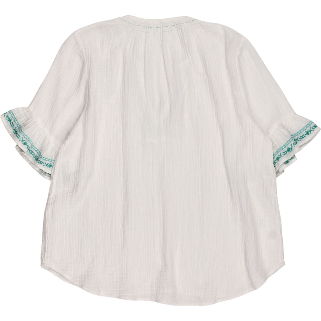 NRBY White Embroidered Boho Blouse