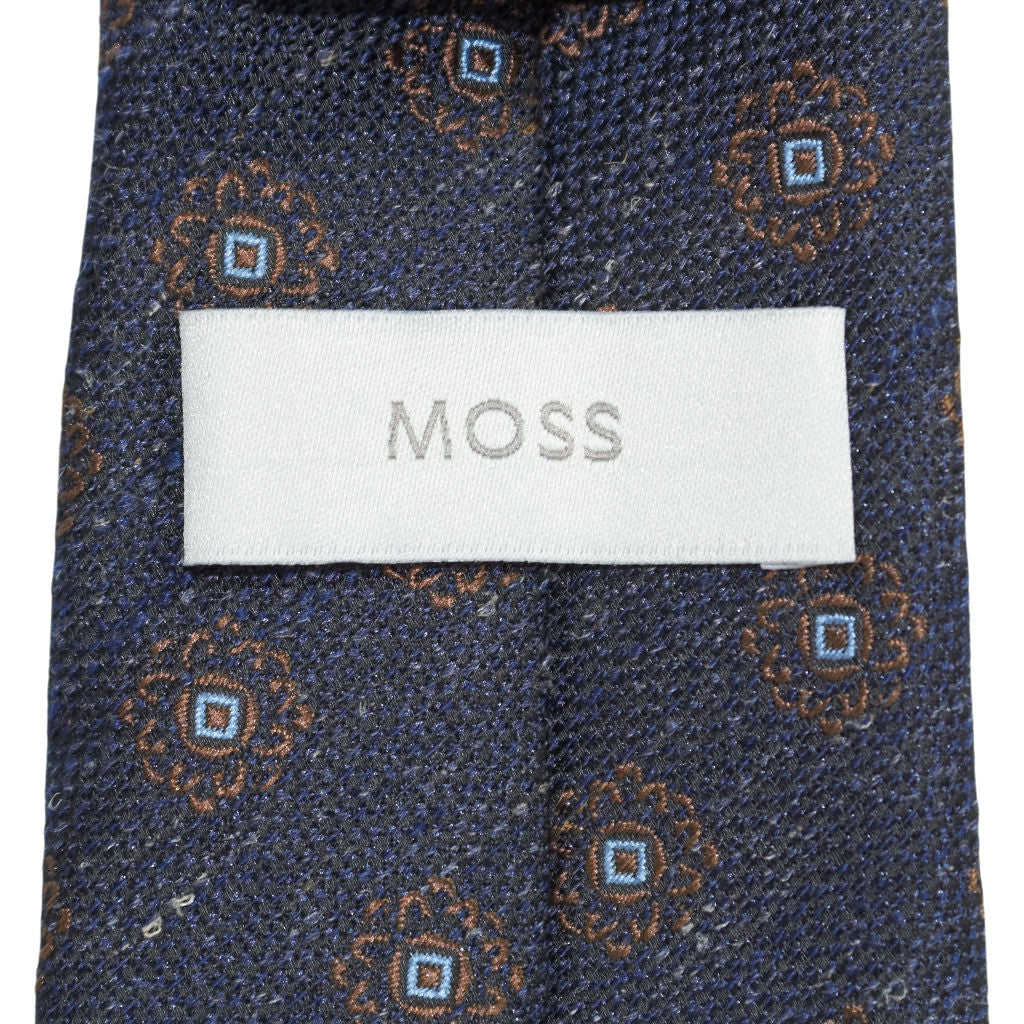 Moss Navy Patterned Tie Bundle x 3