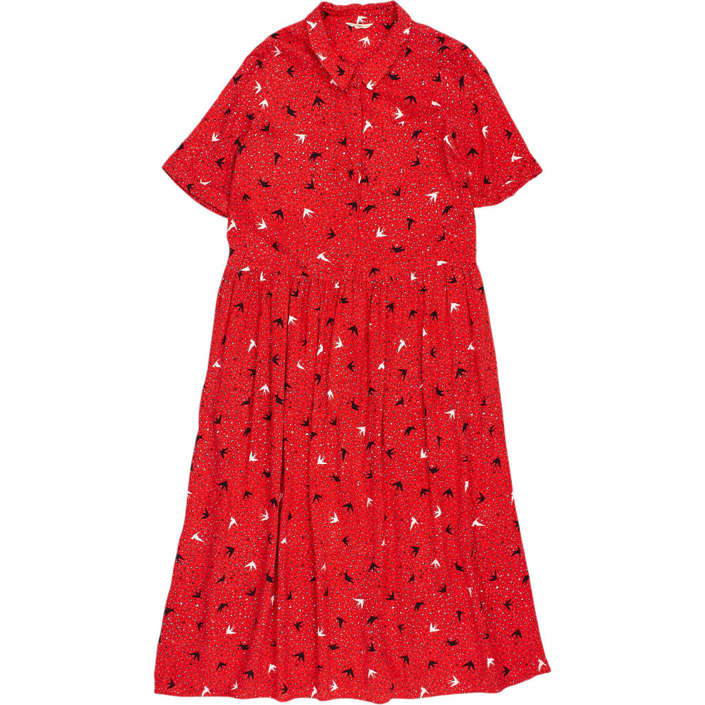 Hush Red Bird Print Dress UK 8