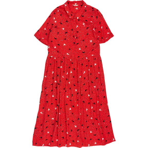 Hush Red Bird Print Dress UK 8