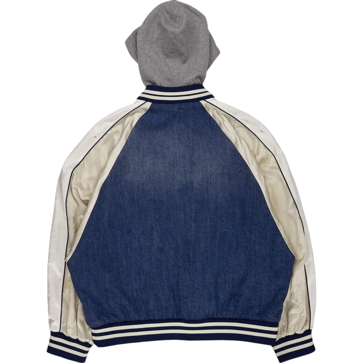Valentino Blue Denim Varsity Hooded Jacket