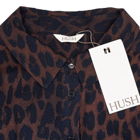 Hush Brown Blue Rosey Midi Shirt Dress
