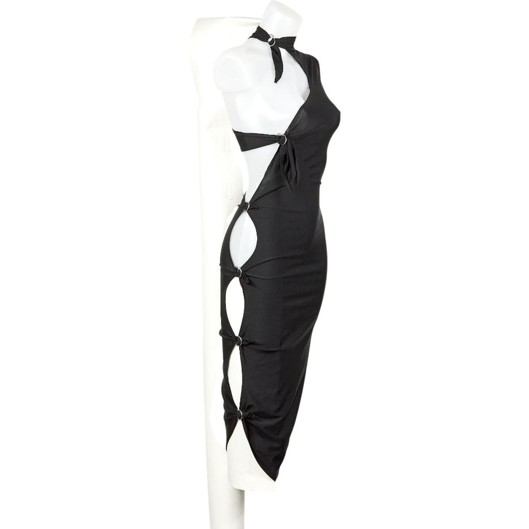 Swanky Modes Vintage Black Asymmetric Cut-Out Dress