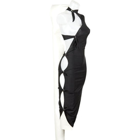 Swanky Modes Vintage Black Asymmetric Cut-Out Dress