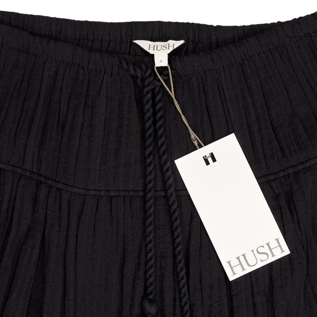 Hush Black Gathered Detail Midi Skirt