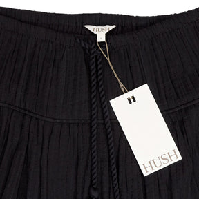 Hush Black Gathered Detail Midi Skirt