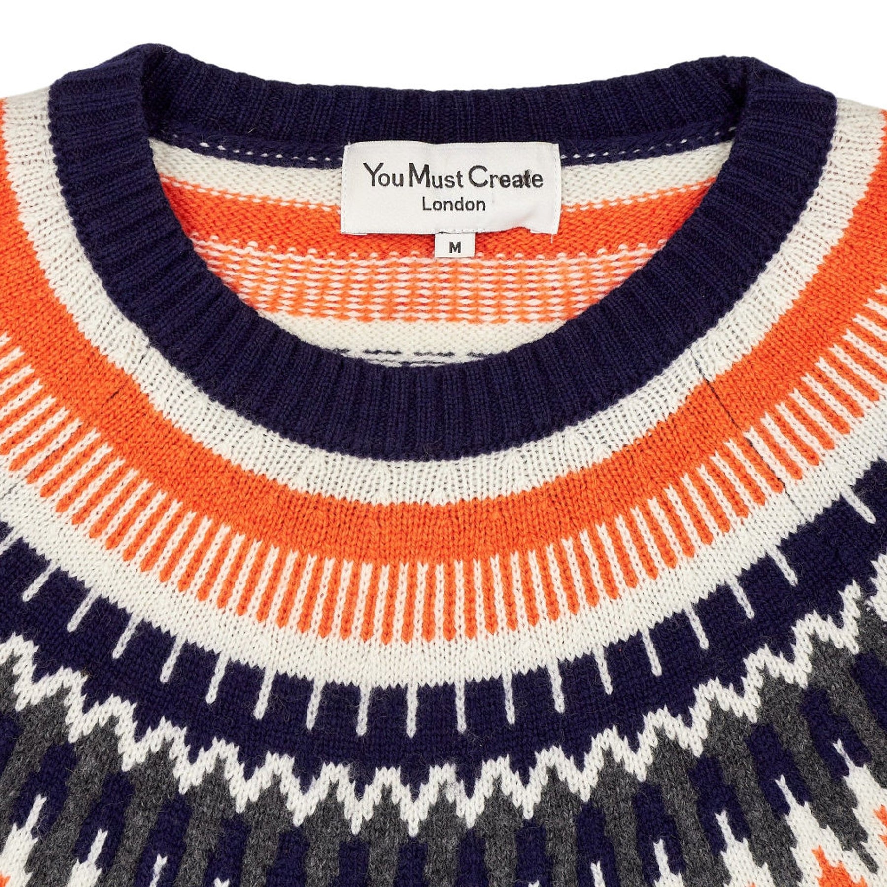 YMC Navy Fair Isle Knit Jumper