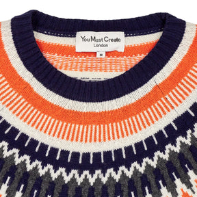 YMC Navy Fair Isle Knit Jumper