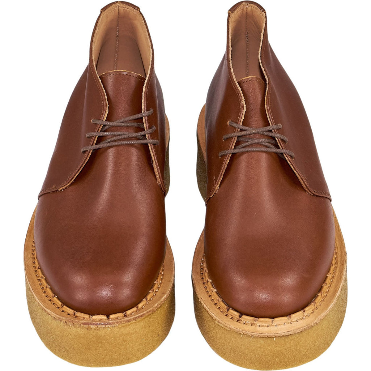 YMC Brown Leather Platform Shoes