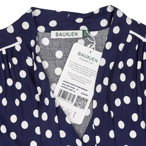 Baukjen Navy Polka Dot Tie Neck Blouse