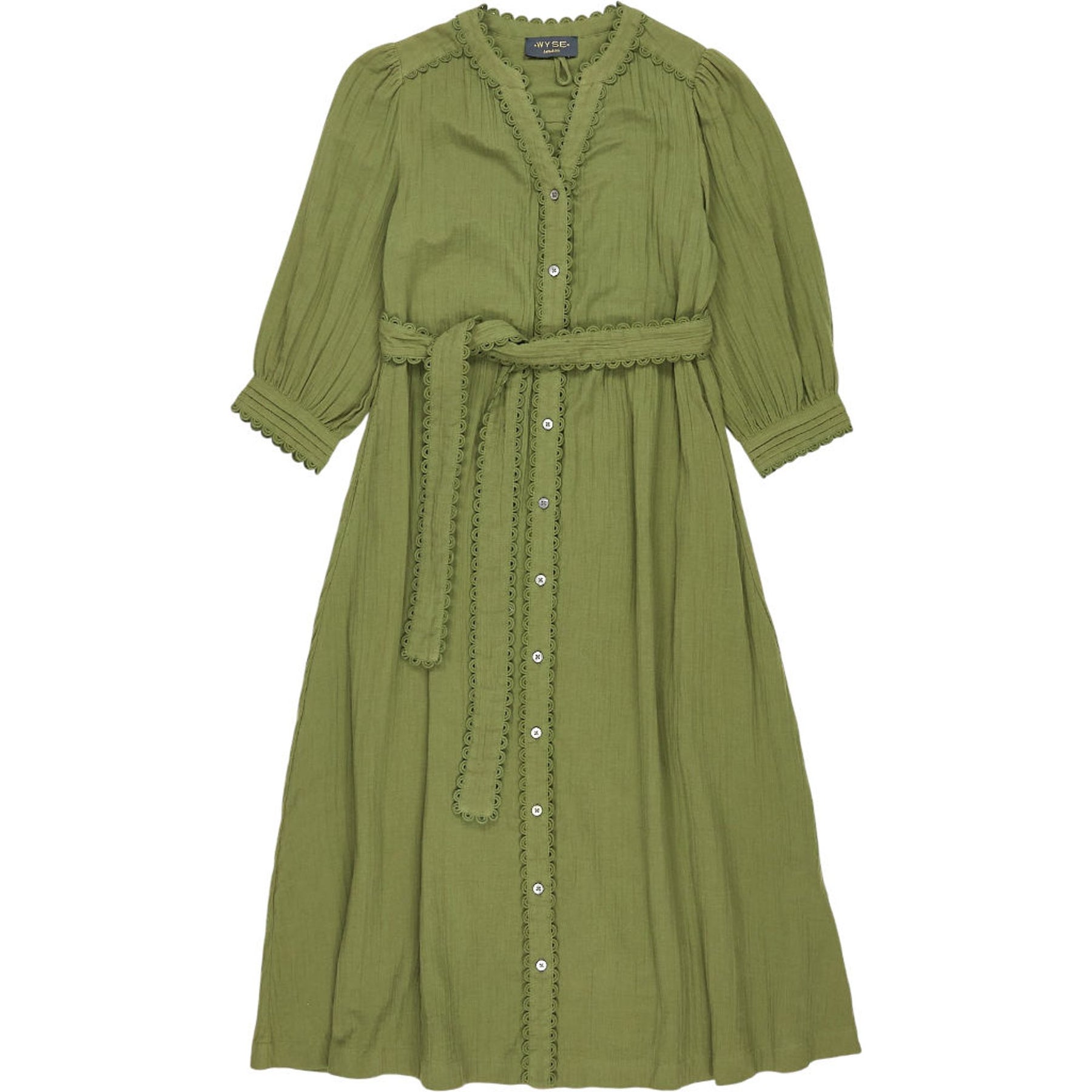 WYSE Green Buttoned Midi Dress