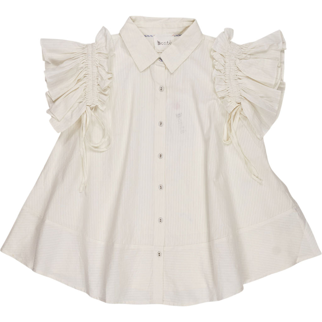Bonté White Lina Shirt with Ruffle Sleeves