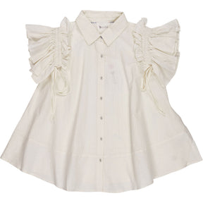 Bonté White Lina Shirt with Ruffle Sleeves