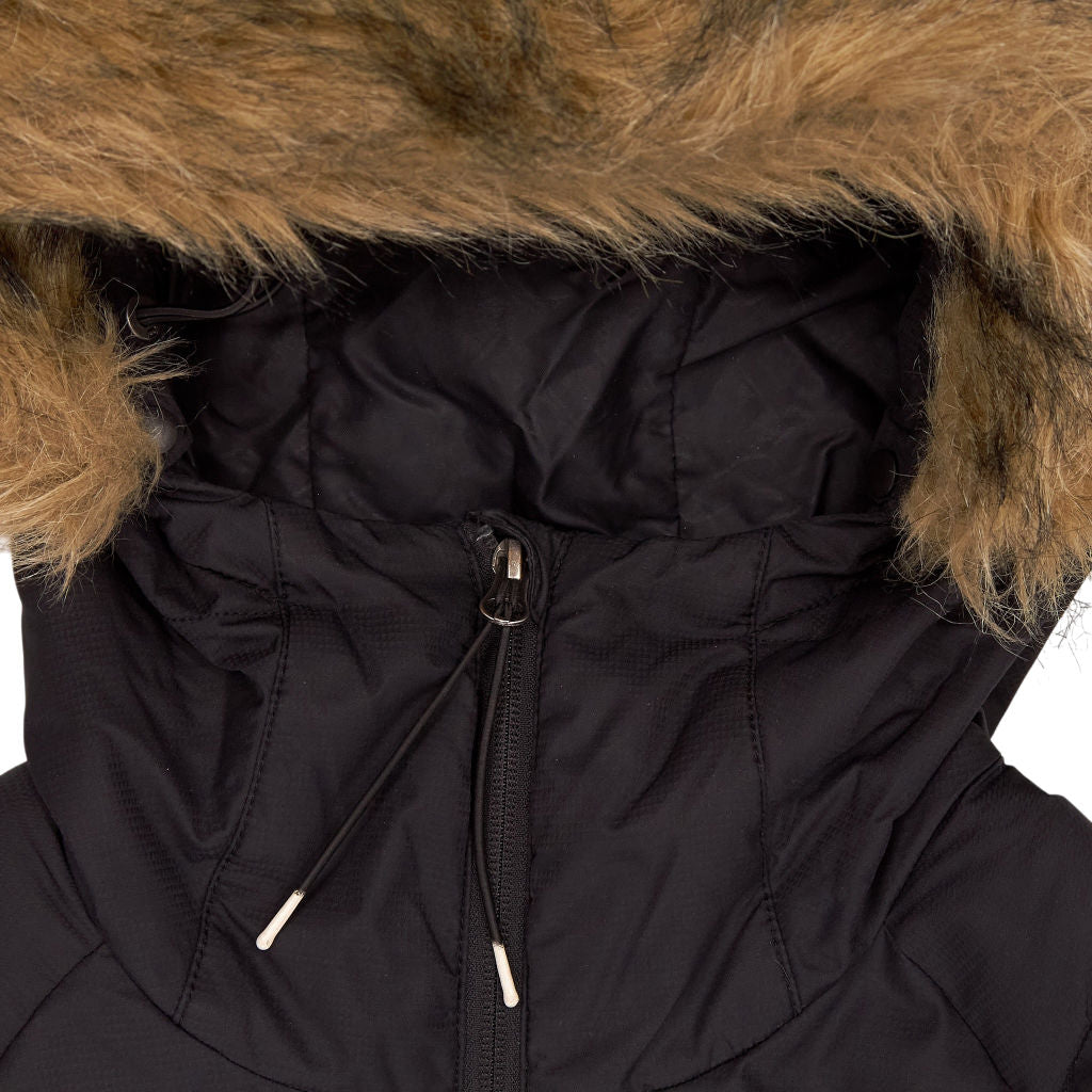 Billabong Black Quilted Jacket with Faux Fur Hood