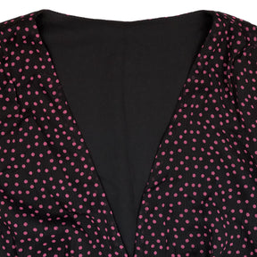 Omnes Black Pink Polka Dot Midi Dress