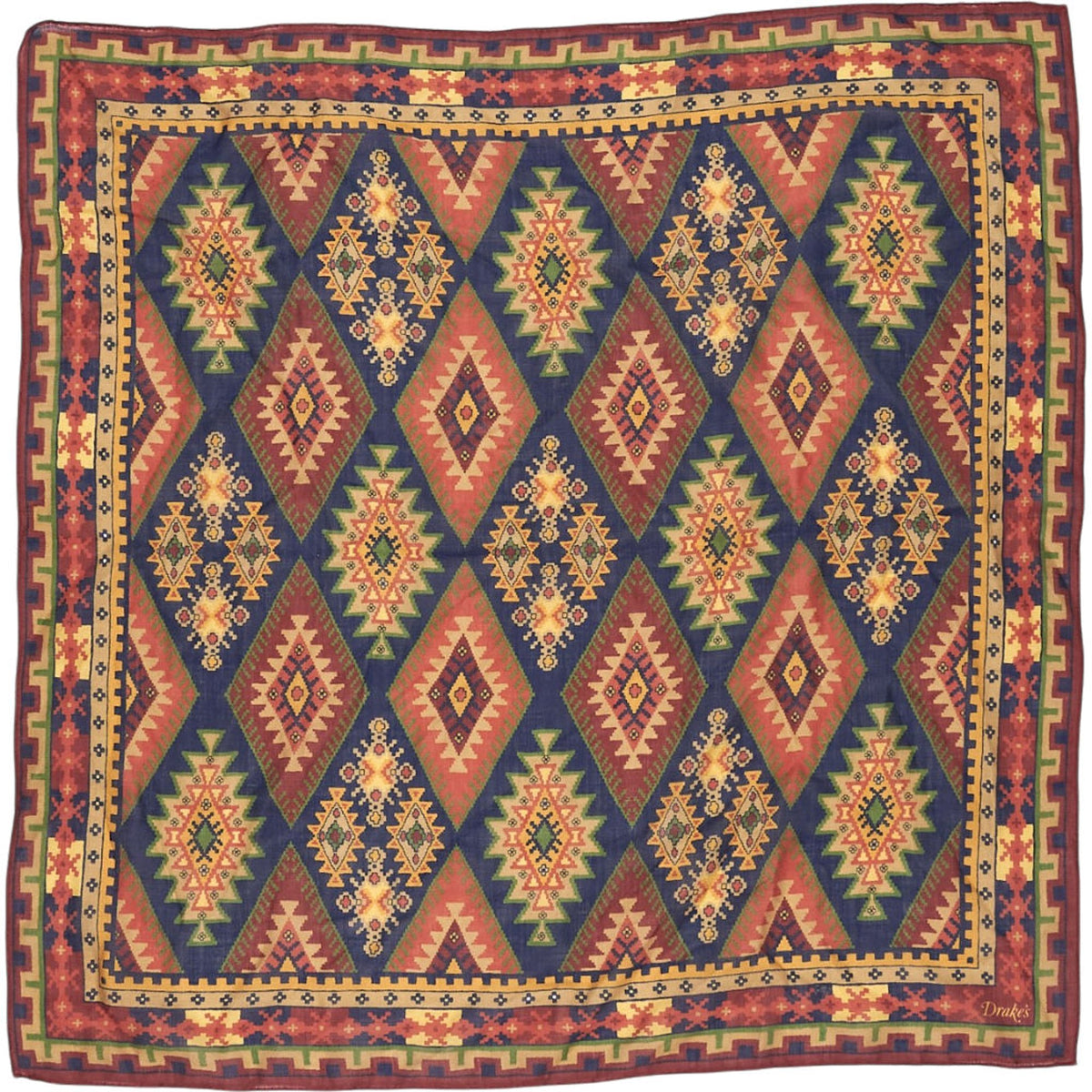Drakes Multicoloured Geometric Scarf