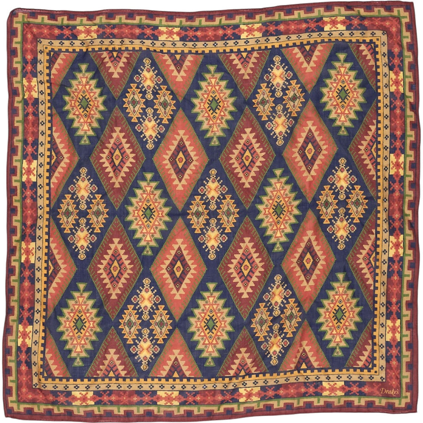 Drakes Multicoloured Geometric Scarf