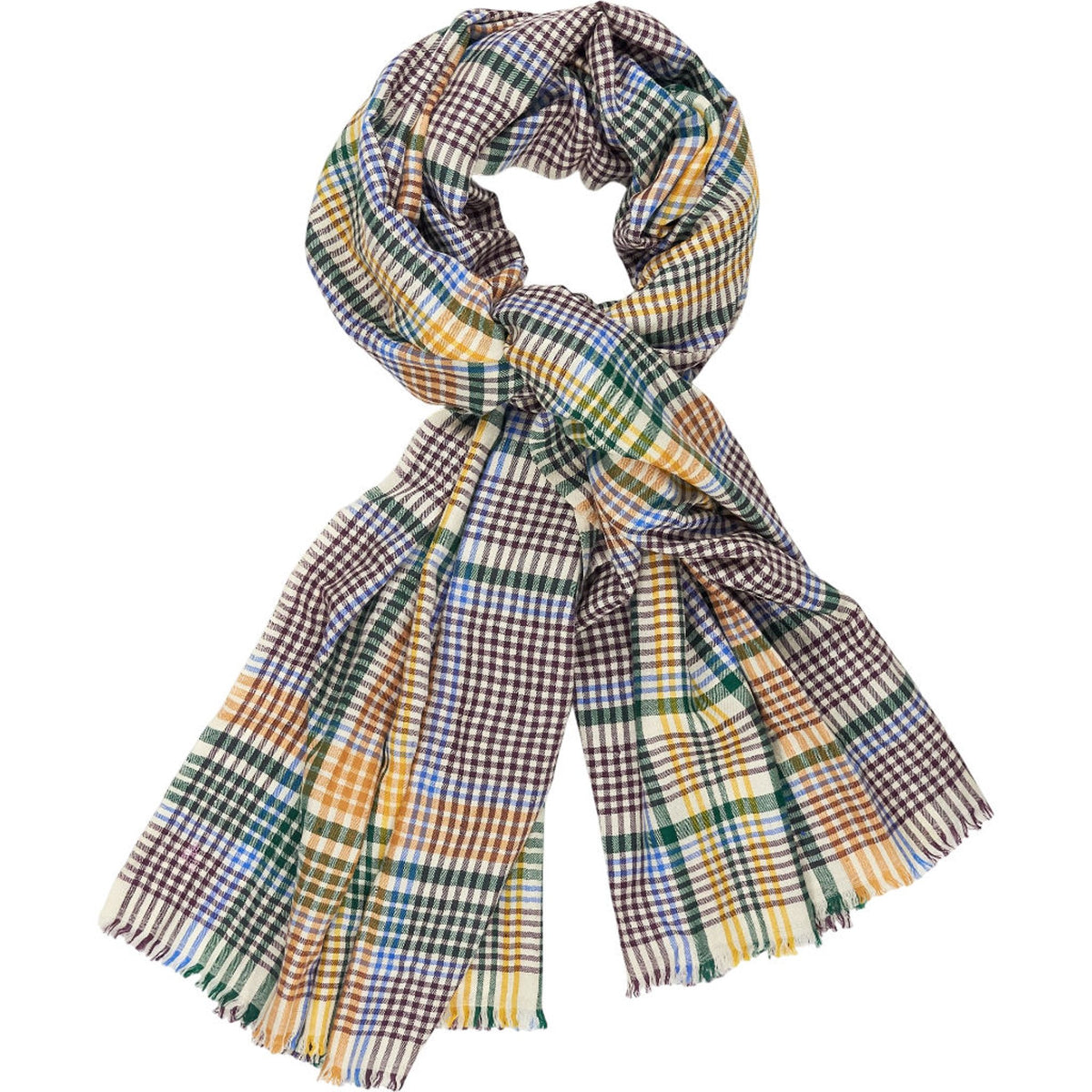 Drake's Multicoloured Check Cashmere Scarf