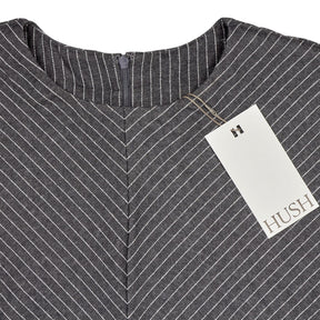 Hush Grey Pinstripe Grown On Sleeve Top