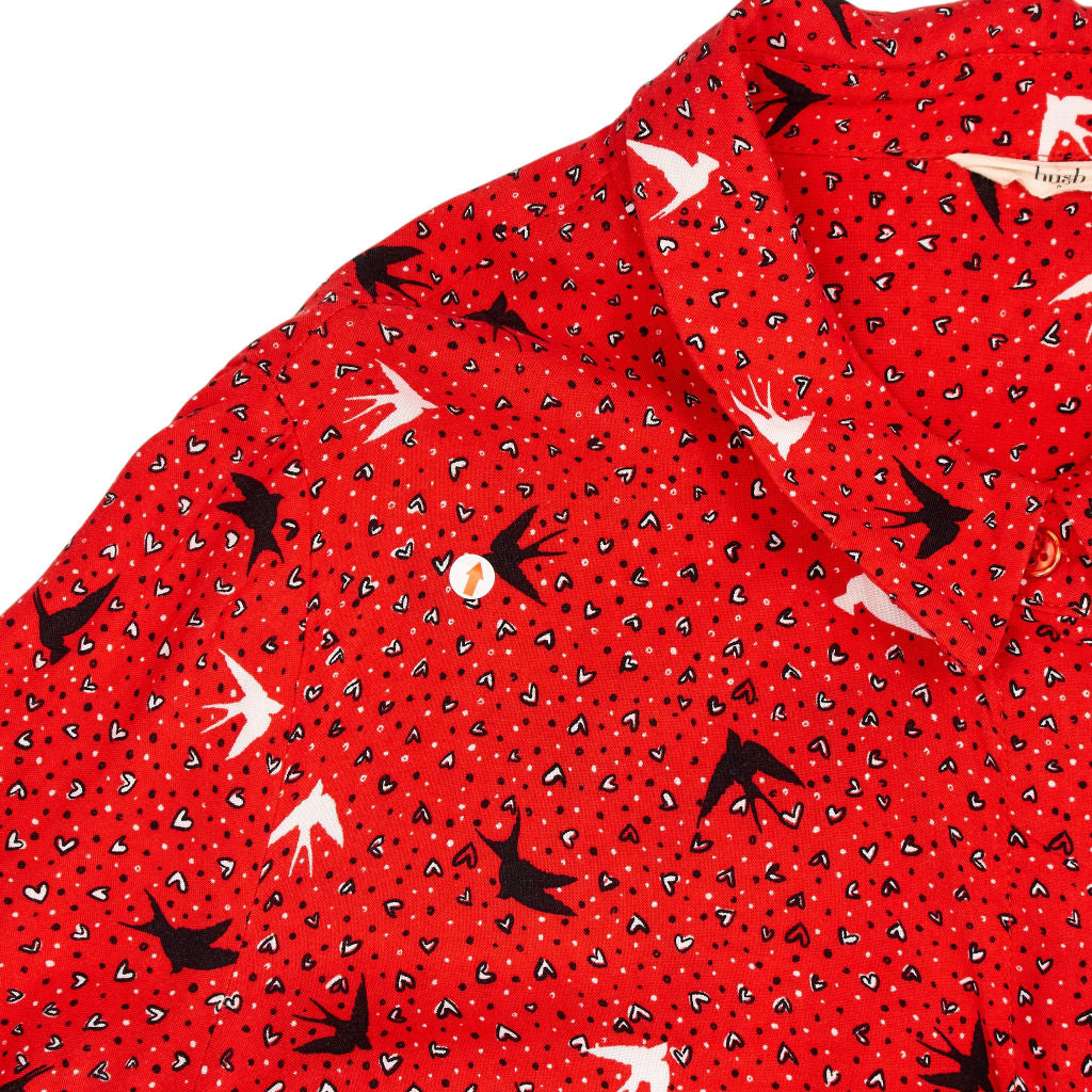 Hush Red Bird Print Dress UK 8