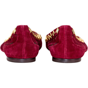 Tory Burch Red Suede Studded Flats