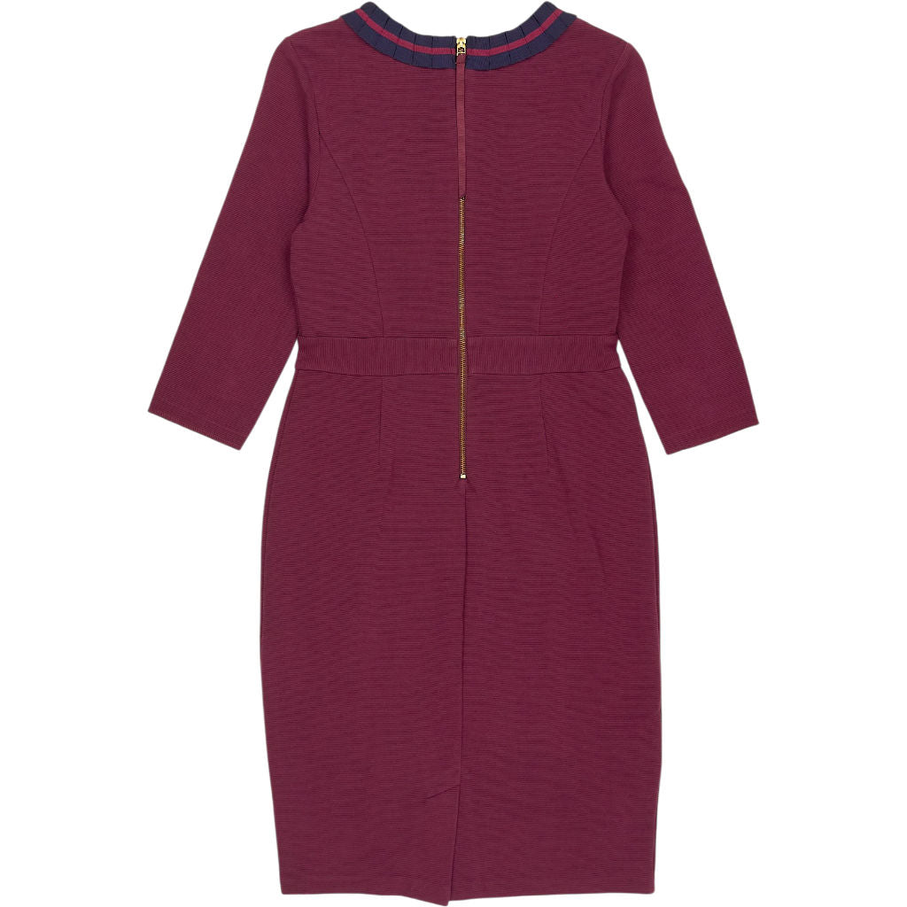 Boden Burgundy Pleated Collar Dress