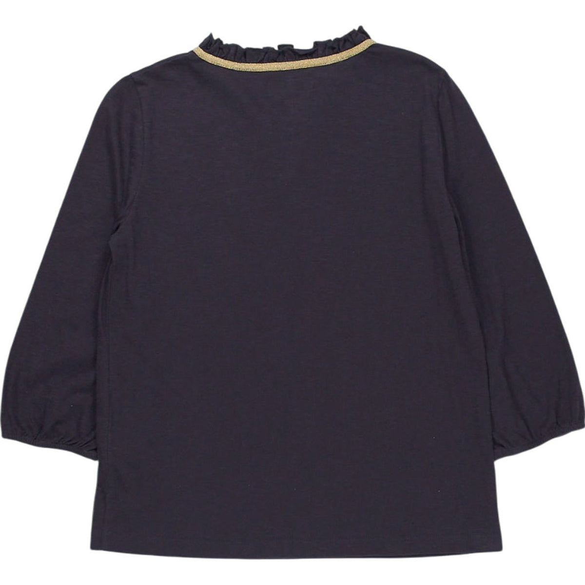 Wyse London Navy Ruffle Neck Top